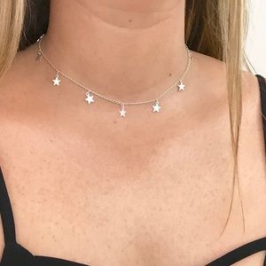 Silver dainty star choker